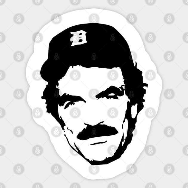 Tom Selleck // Gift For Christmas Black Sticker by Ilustra Zee Art